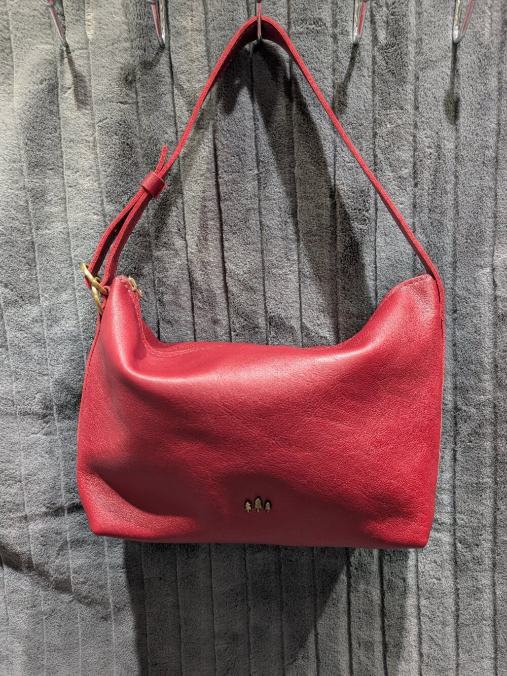 Portland Leather Slouchy Shoulder Bag Large Flamenco Red EUC